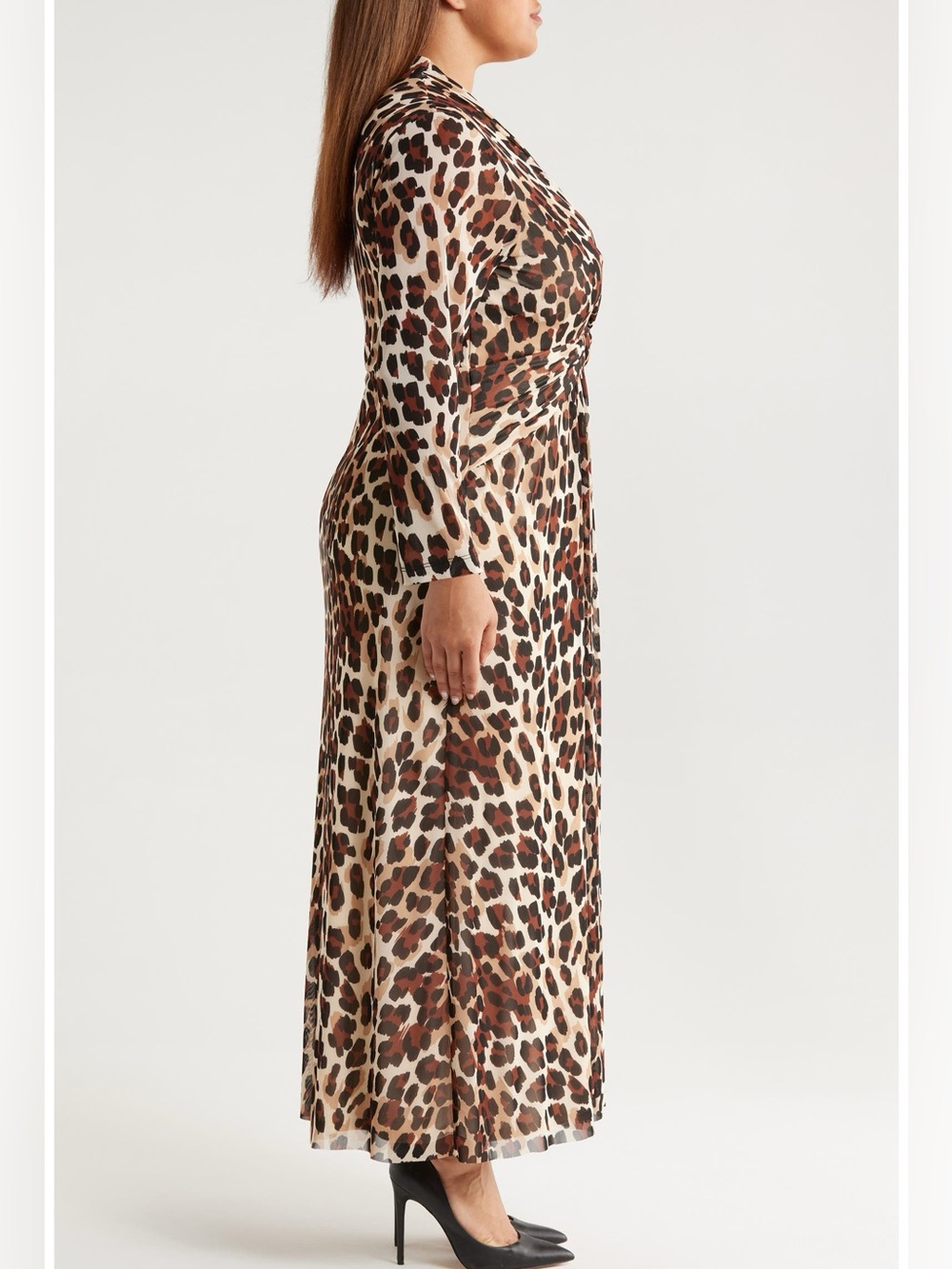 Anne Klein Leopard-Print Twist-Front Maxi Dress - Brown/Tan NWT 14W - Picture 5 of 9